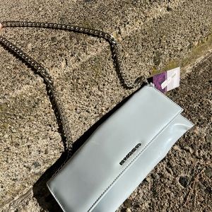 RINASCIMENTO-  NEW Clutch TED light blue patent 
Made in Italy